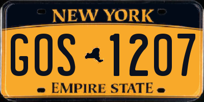 NY license plate GOS1207