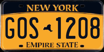 NY license plate GOS1208
