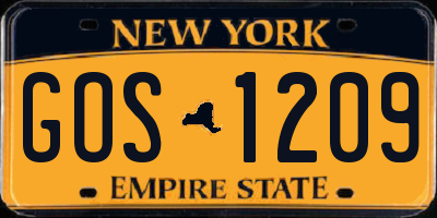 NY license plate GOS1209