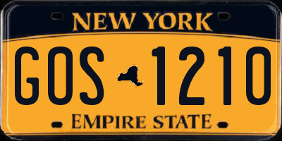 NY license plate GOS1210