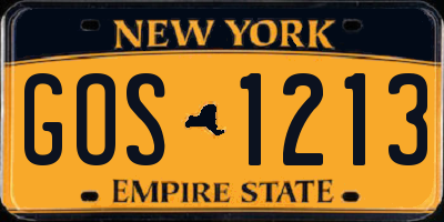 NY license plate GOS1213
