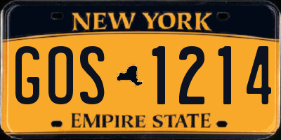 NY license plate GOS1214