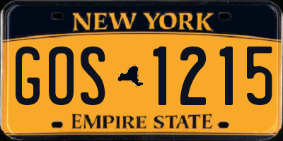 NY license plate GOS1215
