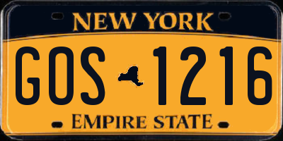 NY license plate GOS1216