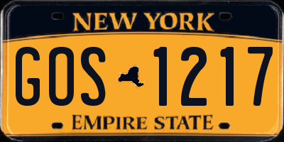 NY license plate GOS1217