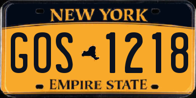 NY license plate GOS1218