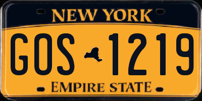 NY license plate GOS1219