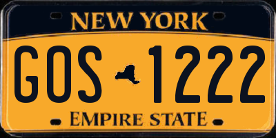 NY license plate GOS1222