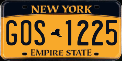 NY license plate GOS1225