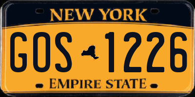 NY license plate GOS1226
