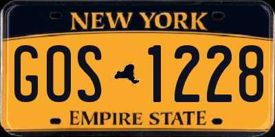 NY license plate GOS1228