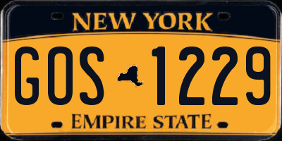 NY license plate GOS1229