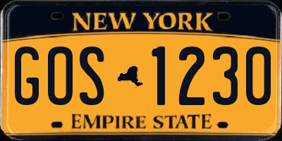 NY license plate GOS1230