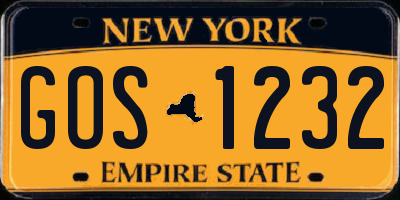 NY license plate GOS1232
