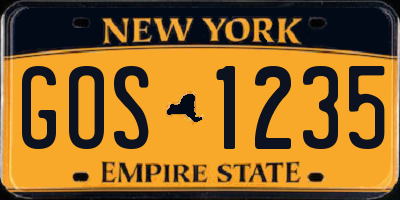 NY license plate GOS1235