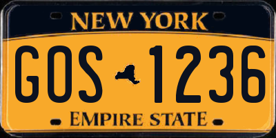 NY license plate GOS1236