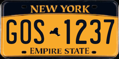 NY license plate GOS1237
