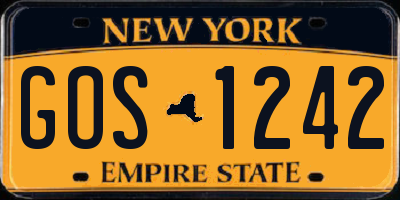 NY license plate GOS1242