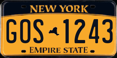 NY license plate GOS1243