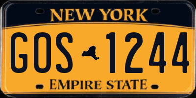 NY license plate GOS1244