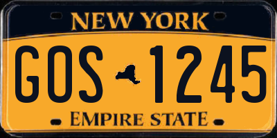 NY license plate GOS1245