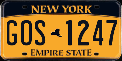 NY license plate GOS1247