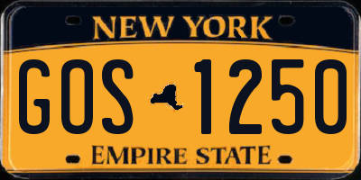 NY license plate GOS1250