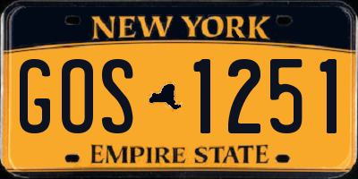 NY license plate GOS1251
