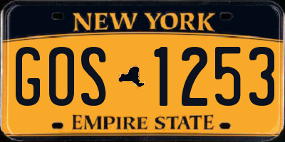 NY license plate GOS1253