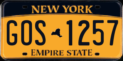 NY license plate GOS1257