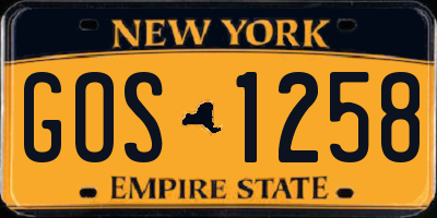 NY license plate GOS1258