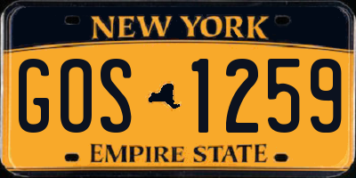 NY license plate GOS1259