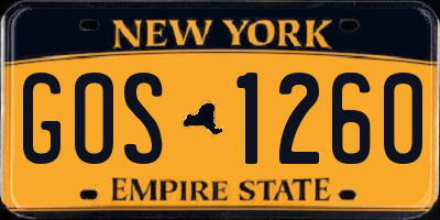 NY license plate GOS1260