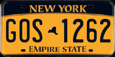 NY license plate GOS1262