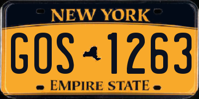 NY license plate GOS1263