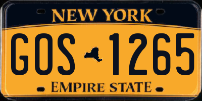 NY license plate GOS1265