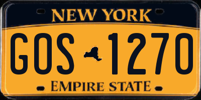 NY license plate GOS1270
