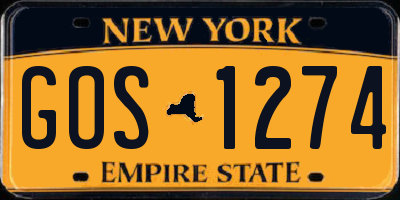 NY license plate GOS1274