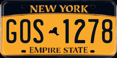 NY license plate GOS1278