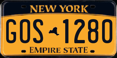 NY license plate GOS1280