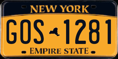 NY license plate GOS1281