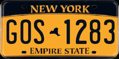 NY license plate GOS1283