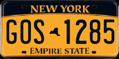NY license plate GOS1285