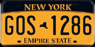 NY license plate GOS1286