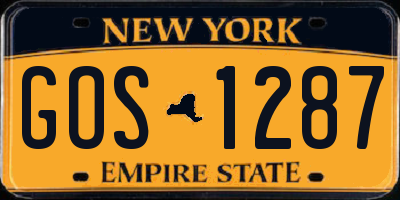 NY license plate GOS1287
