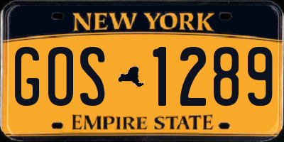 NY license plate GOS1289