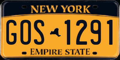 NY license plate GOS1291