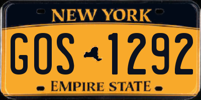 NY license plate GOS1292
