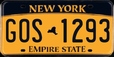 NY license plate GOS1293