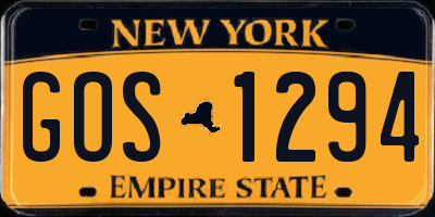 NY license plate GOS1294